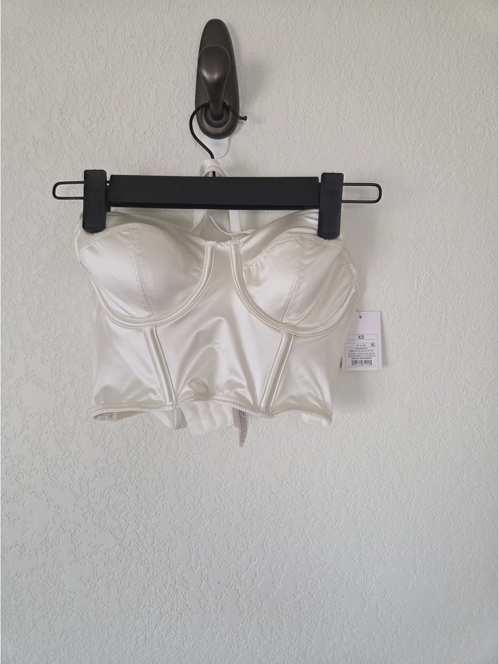 Auden Satin Longline Bustier Crop Top - Ivory
